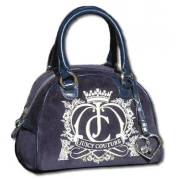 Y2K Juicy Couture Navy Bowling Bag Velour Handbag, COA, EUC - Picture 2 of 13